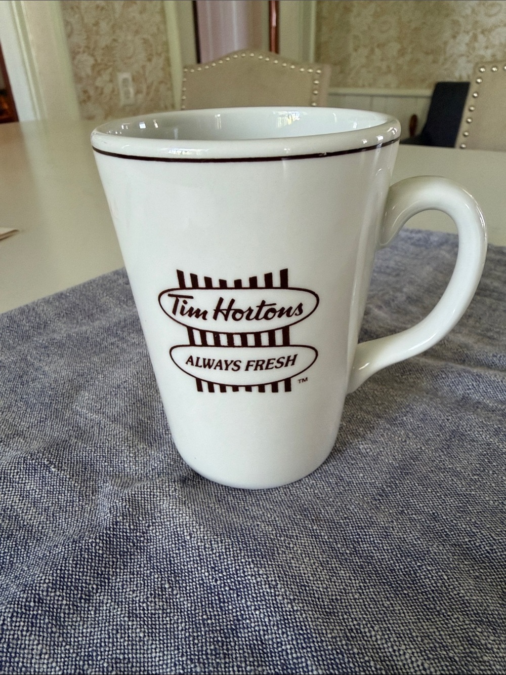 Vintage 1990’s Tim Hortons White Ceramic Mug with Brown Logo